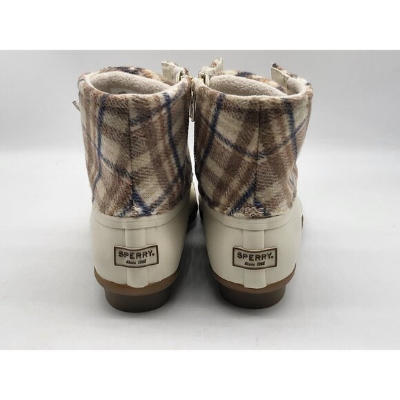 Sperry Plaid Womens Duck‎ Boots Side Zip Size 6 Beige Tan STS87767 - Picture 6 of 9